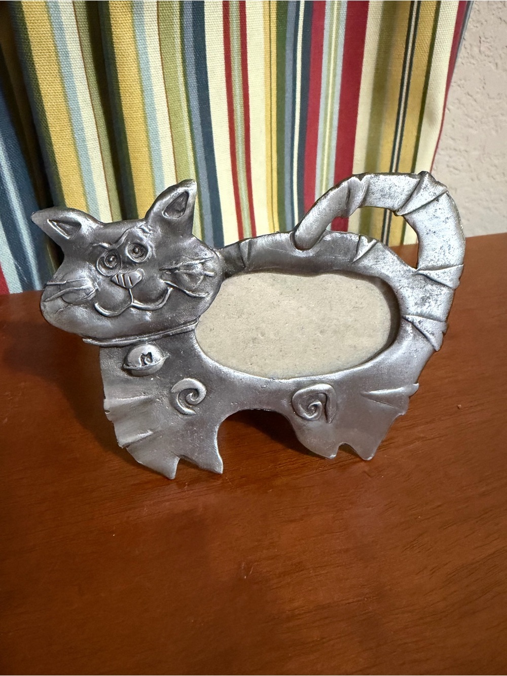 Mini Pewter Smiling Cat Photo Frame 1997 Ruth Reynolds
